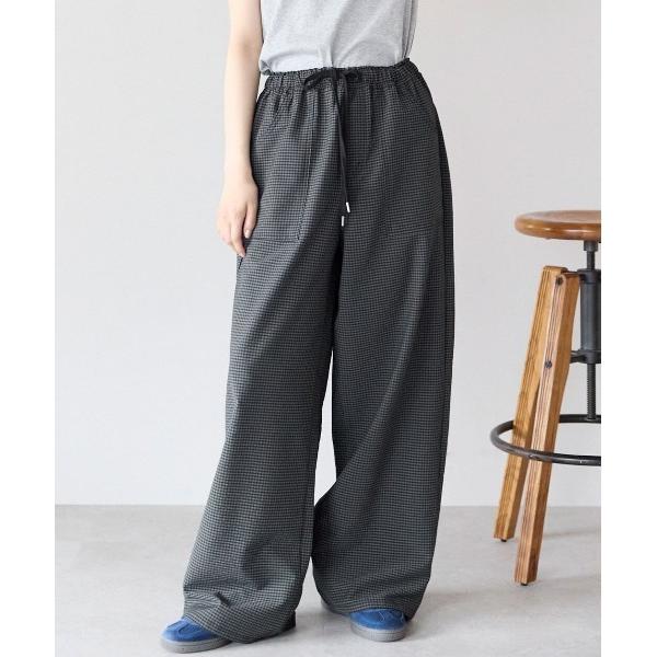ワイドパンツ パンツ チェックイージーパンツ レディース