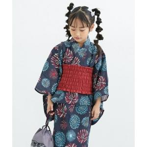 浴衣 2WAY浴衣ワンピース（浴衣上下＋作り帯）　(100〜160cm) キッズ 子供 女の子