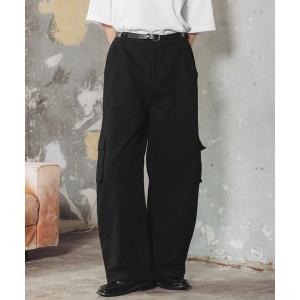 ワイドパンツ カーゴパンツ カーブシルエットコットンカーゴパンツ メンズ レディース