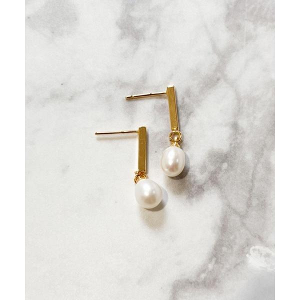 パール ピアス YU-KA:バーモチーフ × パールピアス Bar motif x pearl ea...
