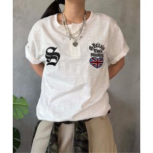 tシャツ ユニオン刺繍ヘンリースラブTEE レディース メンズ
