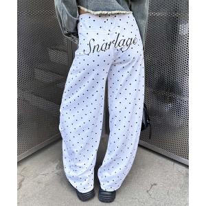 ワイドパンツ スウェットパンツ ジャージ ドットバレルレッグスウェットパンツ レディース