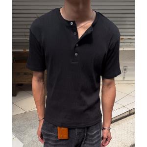 ヘンリーネック tシャツ Rib henley HS T-shirt / リブヘンリーショートスリーブTシャツ メンズ レディース