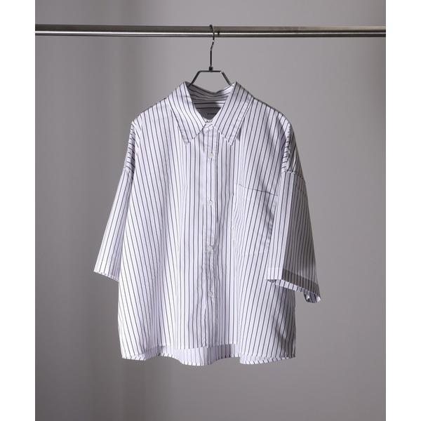 シャツ 半袖 「MADE IN KOREA」ブロード クロップド丈ストライプシャツ メンズ レディー...