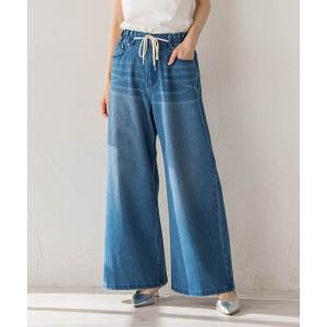 ワイドパンツ ジーンズ デニム デニムパンツ ジャージデニムパンツ レディース