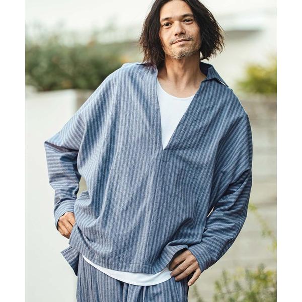 「CAMBIO」 7分袖シャツ S ブルー メンズ