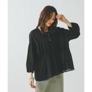「GLOBAL WORK」 7分袖ブラウス LARGE ブラック レディース