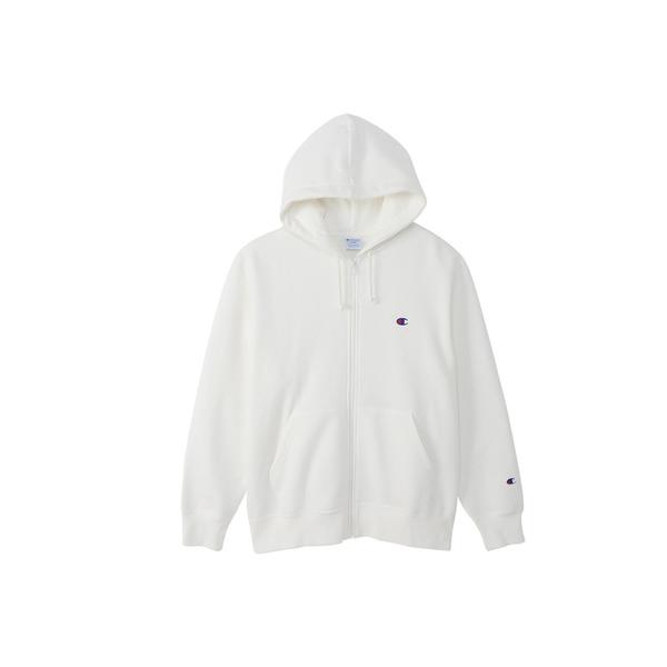 「Champion」 ジップアップパーカー LARGE ホワイト メンズ
