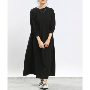 「GLOBAL WORK Smile Seed Store」 7分袖ワンピース MEDIUM ブラック レディース