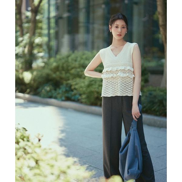 「NATURAL BEAUTY BASIC」 ノースリーブニット FREE オフホワイト レディース