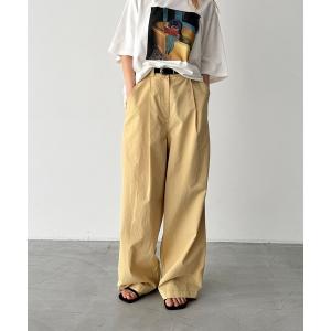 ワイドパンツ パンツ El mar　コットンタックワイドパンツ レディース