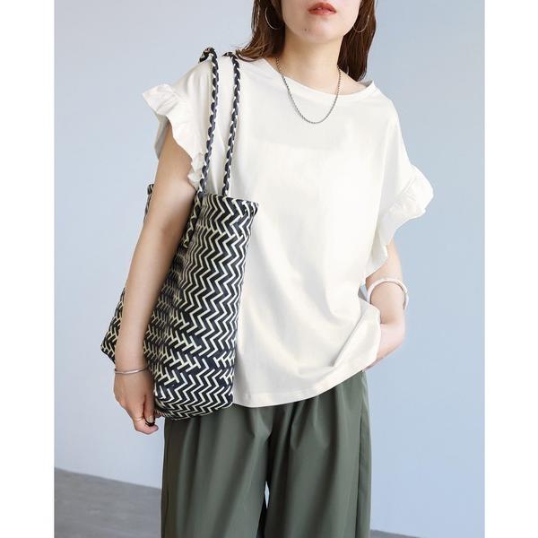 tシャツ 半袖 プチフリルカットソー レディース