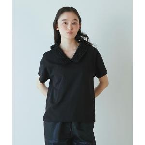 tシャツ 半袖 「追加」「LOURMARIN」フリルカラープルオーバー レディース