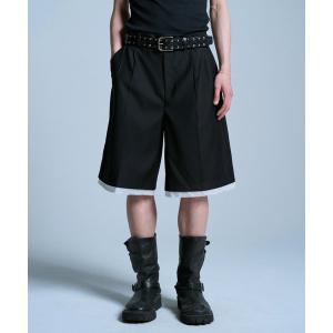 ハーフパンツ ワイドパンツ スラックス 短パン CUT OFF LAYERED SLACKS SHORTS / カットオフレイヤードスラックスショーツ メンズ レディース