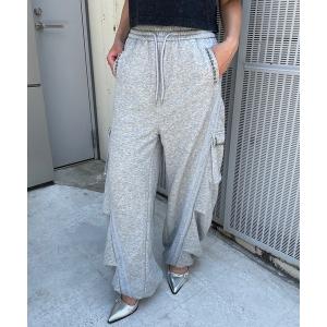 ワイドパンツ スウェットパンツ ジャージ スタッズ スウェットカーゴワイドパンツ レディース メンズ