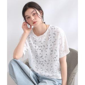 tシャツ 半袖 レースジャカードカットソー「洗濯機OK」 レディース
