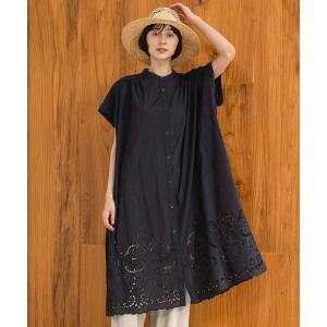 ワンピース 半袖 「natural by clip」シフリーレースヘムワンピース