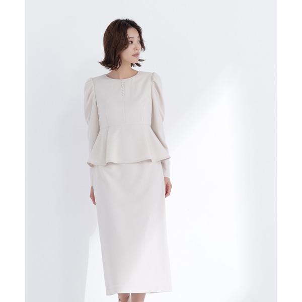「NATURAL BEAUTY BASIC」 長袖ワンピース P/S ベージュ レディース