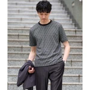 tシャツ 大人のスマートトップス「イージーケア/洗濯機で洗える」ダイヤジャカードカットソー メンズ