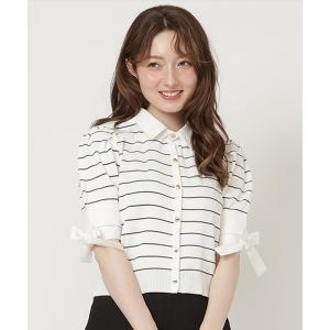 ニット セーター 袖リボンシャツレイヤードニット レディース