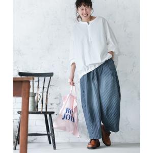 ワイドパンツ ジーンズ デニム デニムパンツ 味わい深いヒッコリーの9分丈パンツ レディース