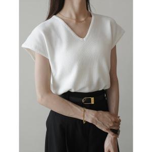 tシャツ フレンチスリーブVネックトップス/アイボリー レディース