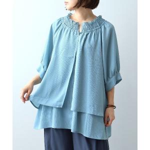 ブラウス シャツ 「M〜5L」シャーリングギャザーブラウス レディース