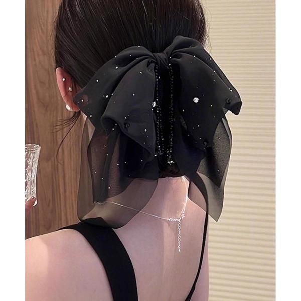 ヘアクリップ シフォン リボン バンスクリップ