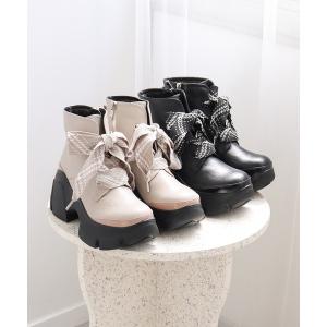 ショート ブーツ 軽量│トラックソールリボンブーツ　8510155 レディース