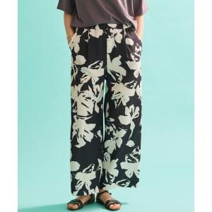 ワイドパンツ パンツ フラワープリントイージーパンツ/ウエストゴム レディース