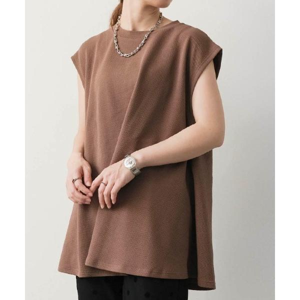 ブラウス シャツ エンボス加工フレンチスリーブチュニック レディース