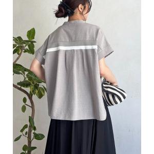 ブラウス シャツ 麻調スキッパーバックテープシャツ レディース