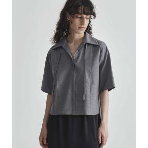 ブラウス シャツ 半袖 「THE TOKYO/ザトウキョウ」Back Pleat Skipper Shirt/SUPER100 サマーウール/バックプリーツスキッパーシャツ レディース メンズ