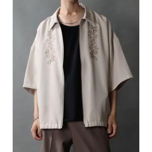 「SITRY」 半袖シャツ L グレイッシュベージュ メンズ