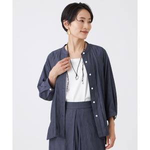 ブラウス シャツ 「接触冷感・マシンウォッシャブル」スラブシャンブレーバンドカラーブラウス レディース