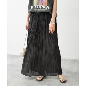 スカート スプリットジョーゼットプリーツスカート
