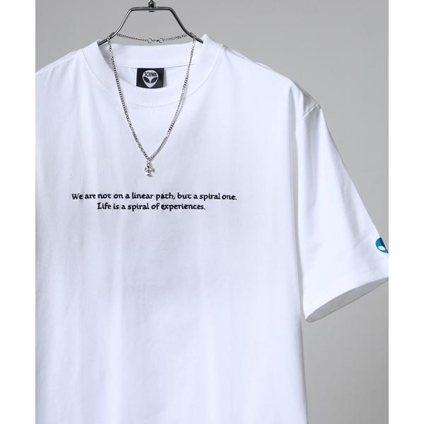 tシャツ ネックレス付スプレー加工グラフィック半袖Tee メンズ レディース
