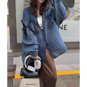 ブラウス シャツ indigo gauze open shoulder oversize SH レディース