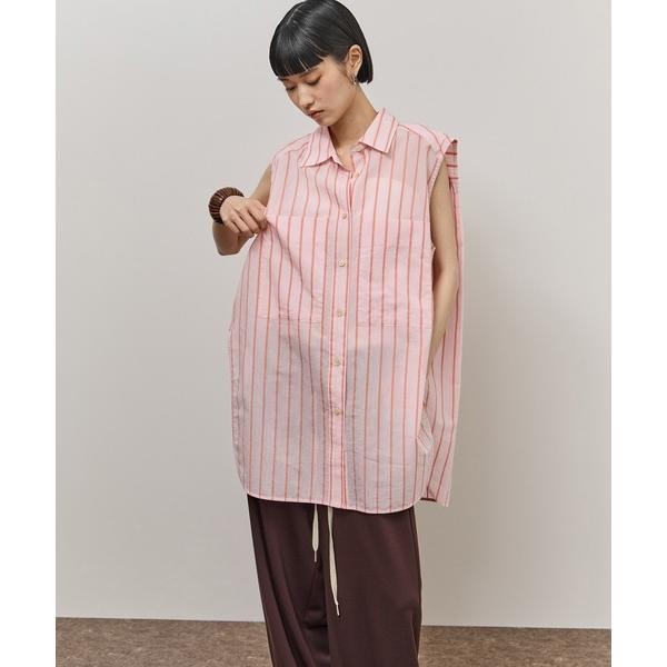 ブラウス シャツ FabRICAストライプアジャストノースリーブシャツ レディース