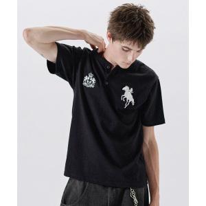 ヘンリーネック tシャツ ポニーグラフィックヘンリーネック半袖コットンTシャツ メンズ レディース