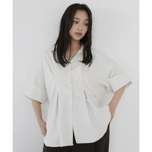 ブラウス シャツ ウエストタックハーフスリーブシャツ レディース