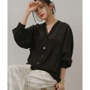 カーディガン 異素材バックフリルカーデ レディース