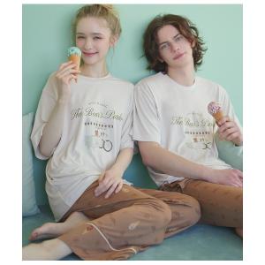 パジャマ ルームウェア くま半袖Ｔシャツパジャマ レディース メンズ