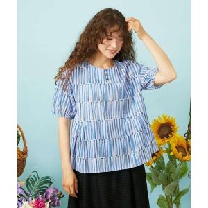 tシャツ Lanzas ストライププリントプルオーバーブラウス レディース