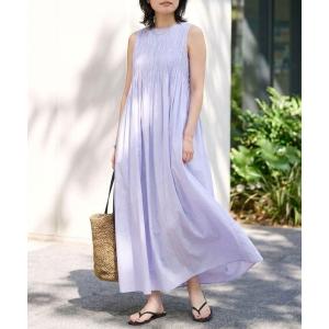 ワンピース 夏 インドハンドタックノースリーブマキシワンピース/フレアスカート/夏服