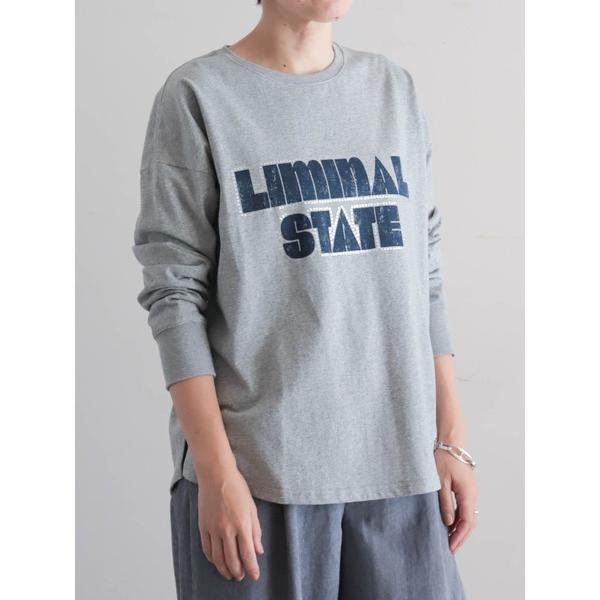 tシャツ スター箔ロゴプリント　ロンTEE レディース