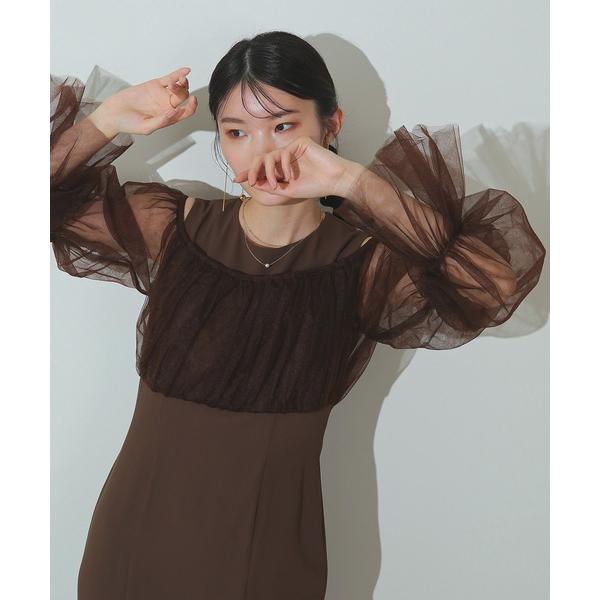 「Kana」 長袖ワンピース M ブラウン レディース