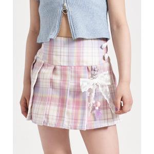 スカート チャーム付 サイドハートボタン プリーツスカート キッズ 子供服 女の子