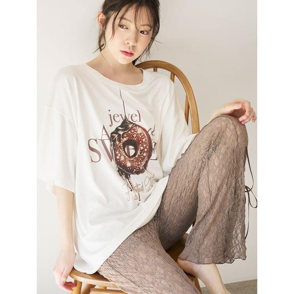 パジャマ ルームウェア ビジュードーナッツＴシャツ レディース