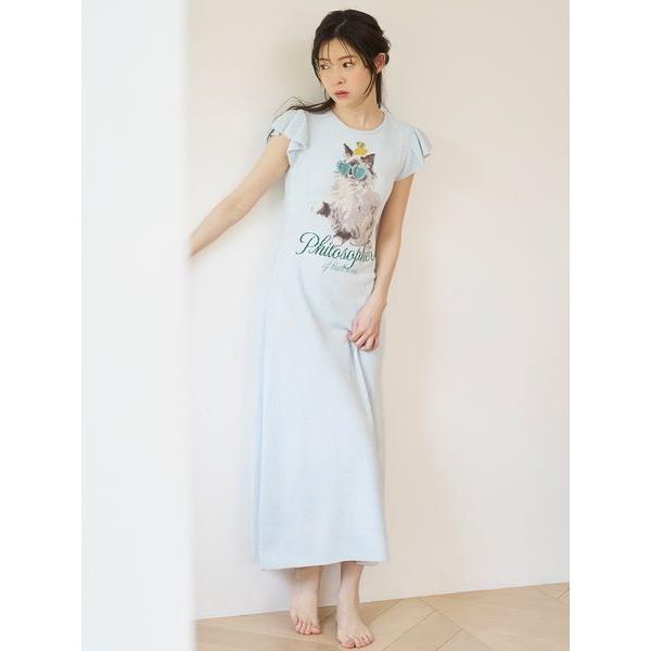 パジャマ ルームウェア セレブバスキャットニットワンピース レディース